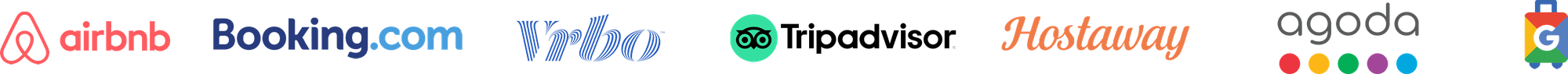 Airbnb, Booking.com, Vrbo, Tripadvisor, Hostaway, Agoda and Google Travel